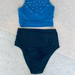 Kona Sol Black Medium Coverage High Waisted Bikini Bottoms